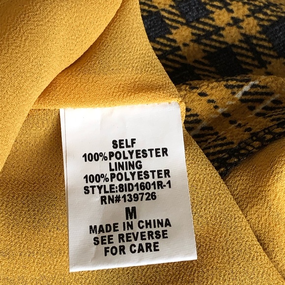 Wild Honey Y2K Mustard Yellow Plaid Grunge Ruffle Clasp Detail Mini Dress - Picture 7 of 8